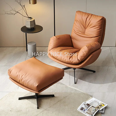 Lounge Swivel Living Room Chairs Luxury Lazy Relax Leather Nordic Salon Chair Floor Office Comfy Fauteuil Outdoor Furniture