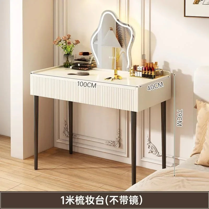 White Modern Dressing Tables Mobile Vanity Desk Storage LED Wood Cabinet Organizer Schmink Tisch Dressers for Bedroom Furniture