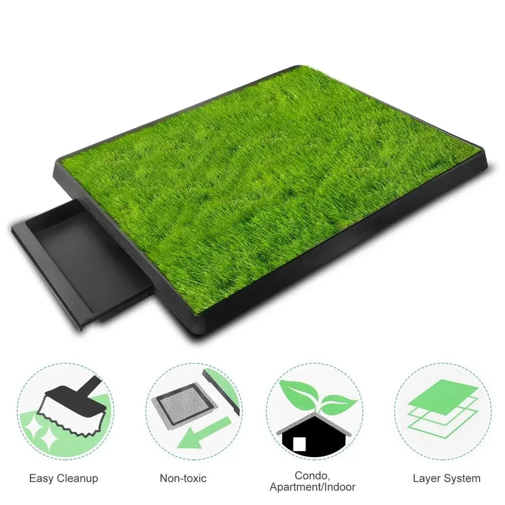 Pet Toilet Litter Box Pad Potty  3 Layer Training Synthetic Grass Mesh Tray for Dogs Indoor Outdoor Use