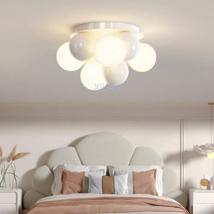 Nordic Round Ball Chandelier Light Bubble Bedroom Ceiling Lamps LED E27 Living Room Dining Room Chandeliers for Children's Room