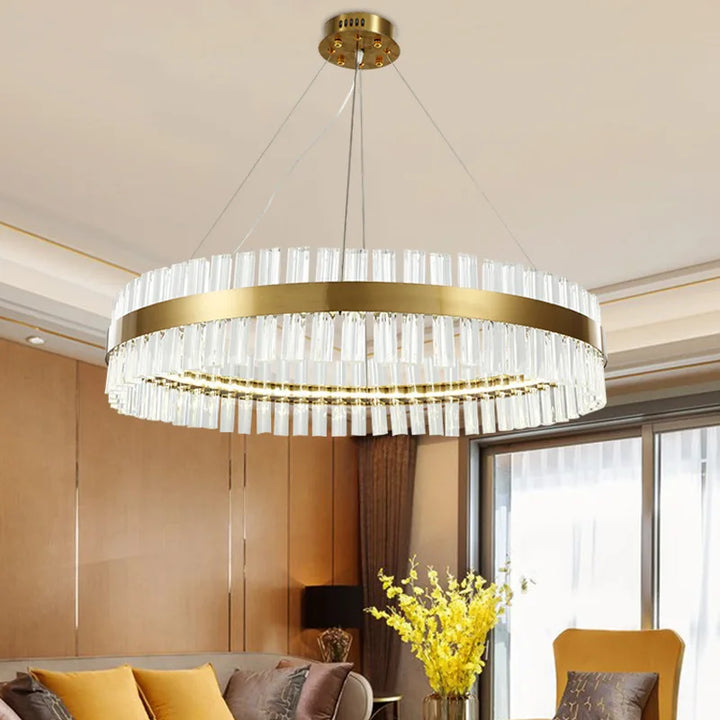 Rings Chandeliers Lights LED Luxury K9 Crystal Pendant Hanging Lighting Living Dining Room Lustre Home Indoor Decor Luminaires