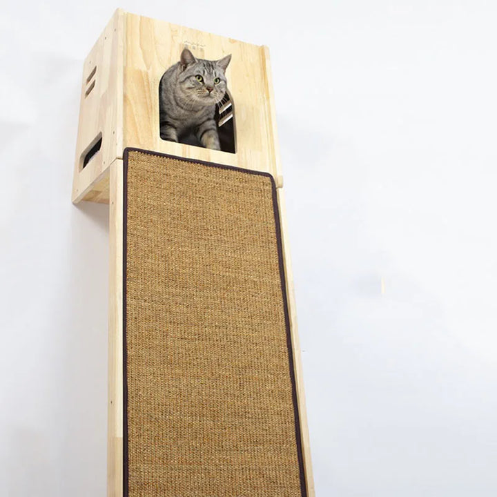 Scratching Wall Cat Tower Scratching Post Solid Wood Climbing Frame Against Small House Does Not Occupy Cat Nest Pet Products