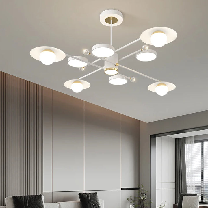 Starry Sky Living Room Chandeliers Modern Minimalist Atmosphere White Cream Series Living Room Ceiling Light Whole House Package