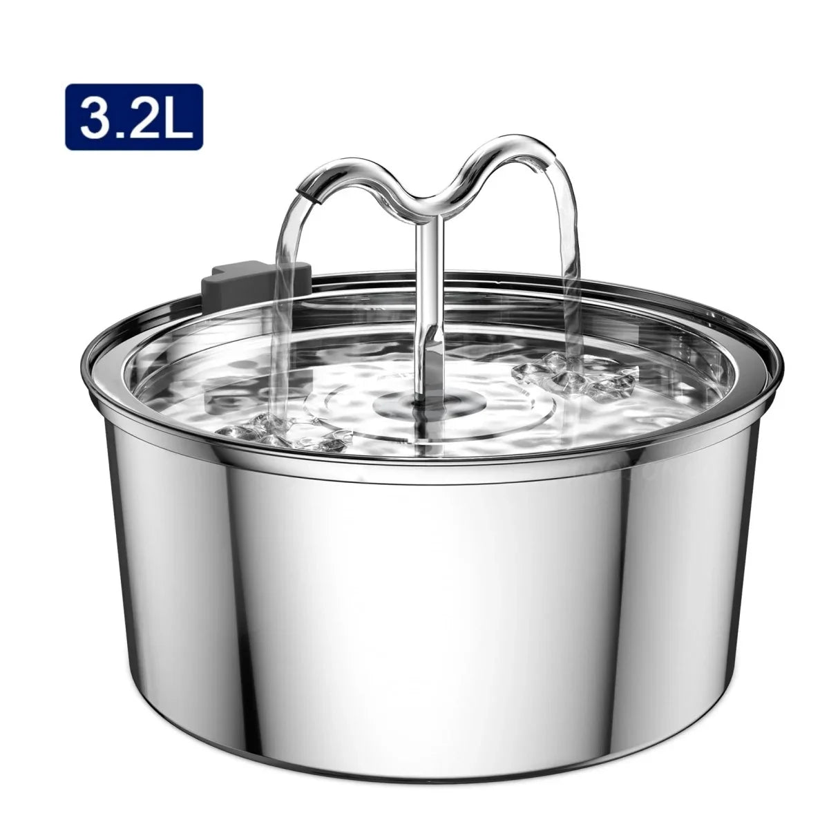 3.2L/108oz Pet Fountain Water Bowl Dog Drinking Cat Water Fountain Stainless Steel Dispenser Cat double head Watering Supplies