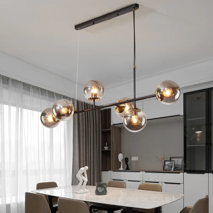 Nordic LED Pendant Lights Modern Hanglamp Glass Ball Light for Living Room Suspension Chandelier Smoke Gold Hanging Lamp Decor