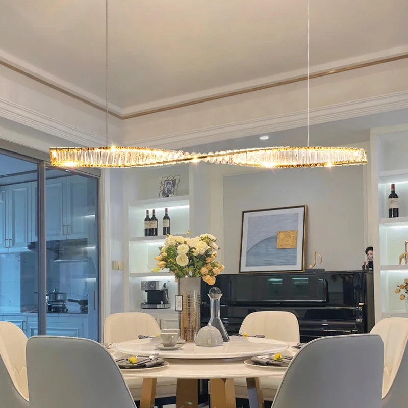 Modern Creative Twisted Rotating Crystal Pendant Lighs Home Decoration Study Dining Room Living Room Ceiling Lamp Gold Led Lamp