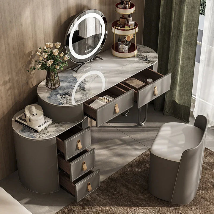 Makeup Dressing Table with Mirror Slate Furniture Girl Bedroom Bedside Storage Cabinet Integrated Minimalist Makeup Vanity