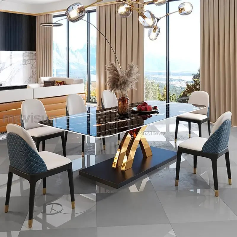 Kitchen Rectangle Dining Tables Chair Combination Italian Household Dining Tables Rock Board Mesa De Cocina Hotel Furniture