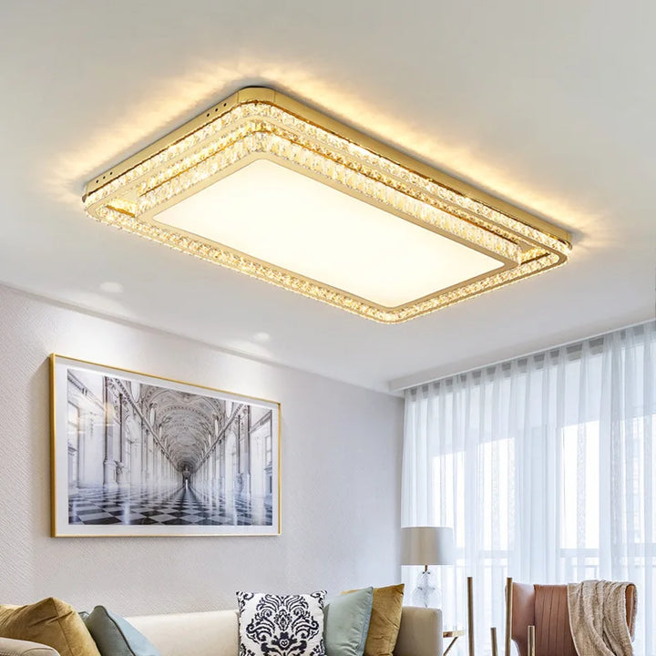 Modern Crystal Stainless Steel Ceiling Lamp Gold Light Luxury Led Home Decoration Kristal Lustres for Bedroom Living Room