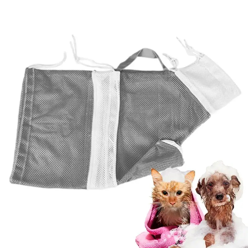 Adjustable Cat Shower Bag Breathable Anti Scratching Cats Restraint Bag Loose And Removable Pet Grooming Bath Bag For Cats