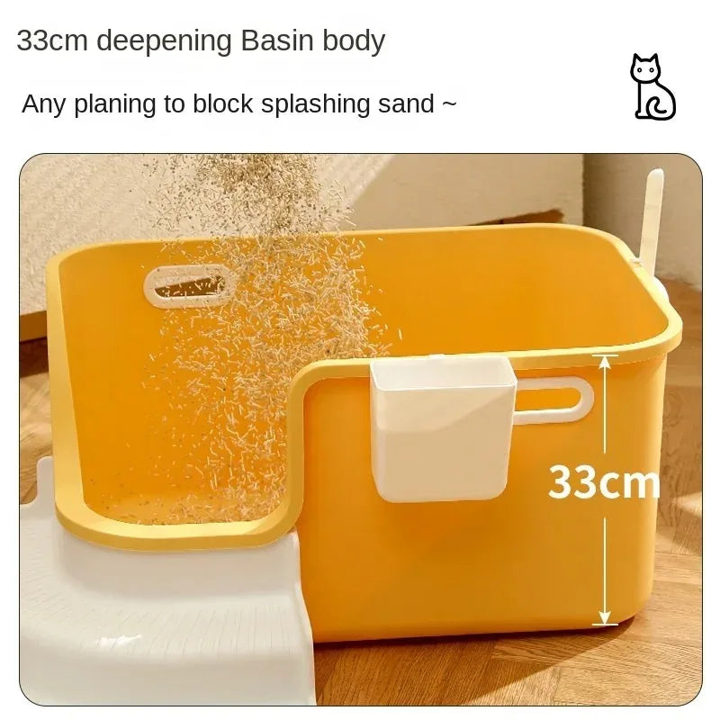 Half-Closed Cat Toilet Anti-splash Extra Large Cat Litter Box W/ Sand Proof Pedal Pet Sandbox Large Bathroom for Cat Accessories