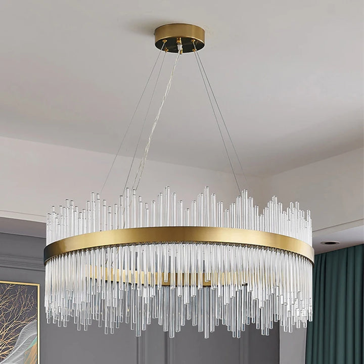 Minimalist Crystal Chandeliers Gold Led Circle Home Hanging Pendant Lights Living Room Bedroom Kitchen Hotel Decor Pendant Lamp