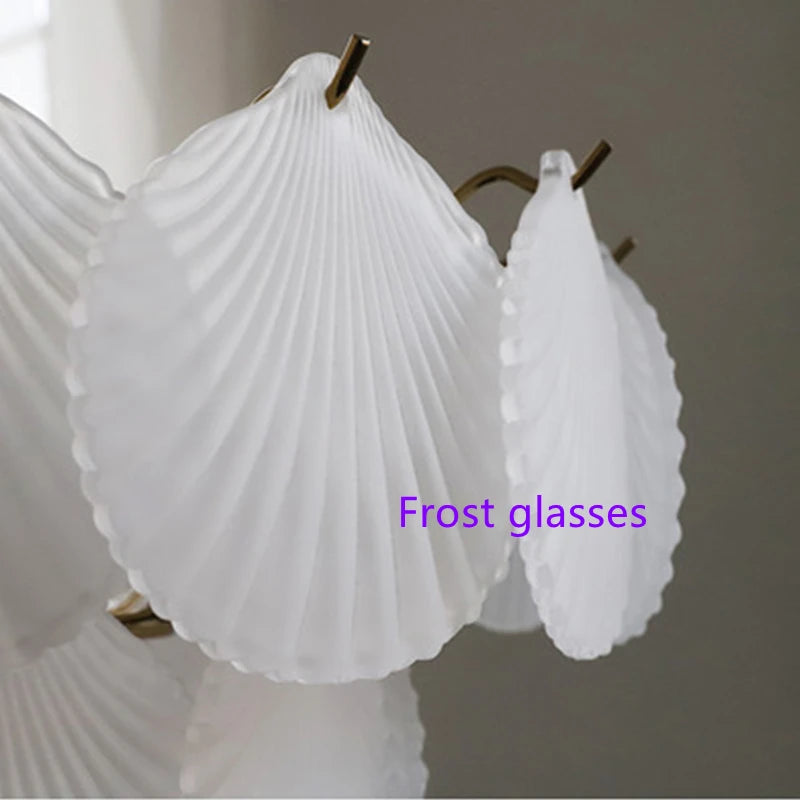 Home LED Shell Chandeliers Frost Glasses Ceiling Chandeliers for Living room Dining room Bedroom Decor Indoor Pendant Lighting