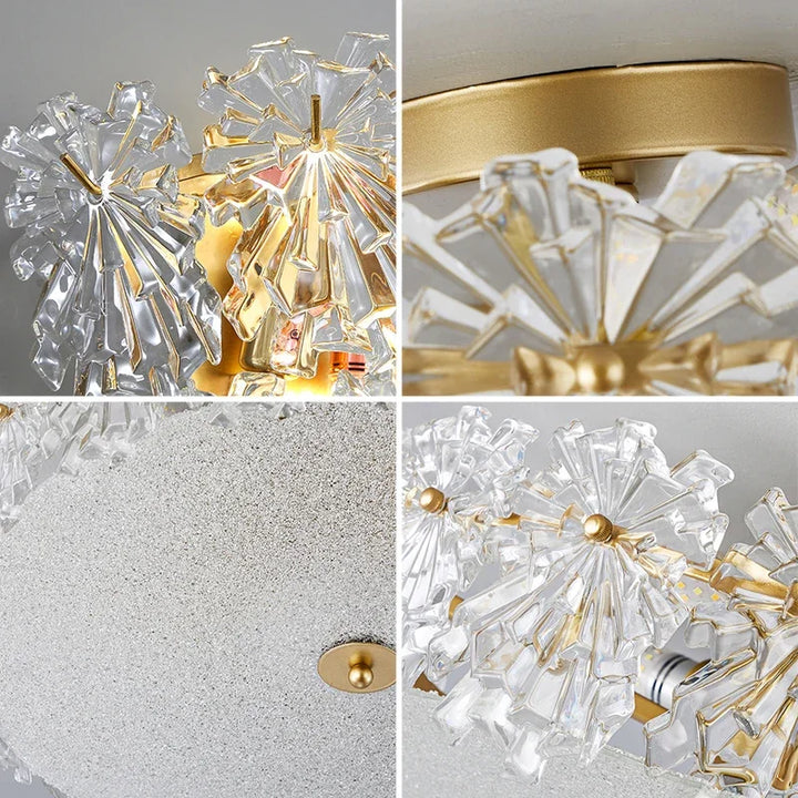 Modern Minimalist Luxury Crystal Glass Maple Leaf Ceiling Lamp Chandelier Living Room Decoration Bedroom Led Indoor Lighting