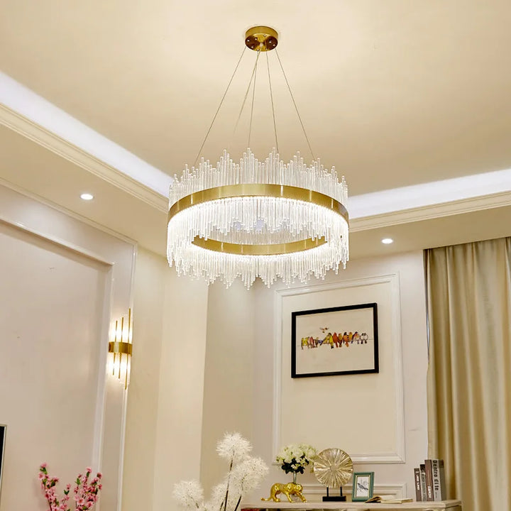 Crystal Ceiling Chandelier Lamp Remote Control Dimming Led Pendant Lustre Dinning Room Hanging Light Decor Suspension Luminaire