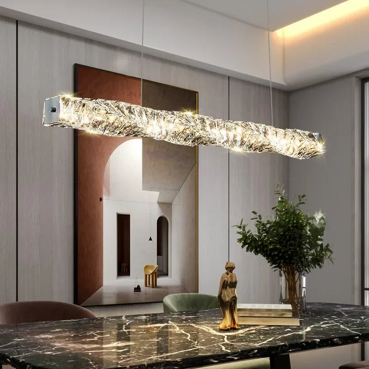 Nordic Crystal Pendant Lights Kitchen Island Long Cristal Ceiling Chandelier Hanging Lamp Dining Room Home Decor Light Fixtures