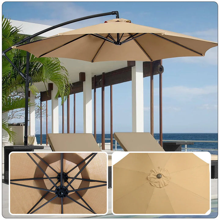 Umbrella Canopy Outdoor Cover Half Parasol Round Patio Sunshade Market Beach Fabric Offset Foot Cafe Fitting