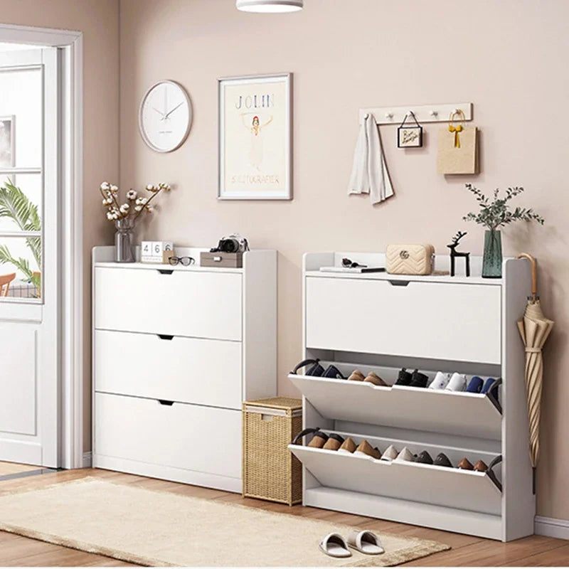 Large Capacity Rack Shoe Cabinet Bedroom Small Narrow Door Shoe Cabinets Solid Wood Door Apartment Muebles Home Furniture