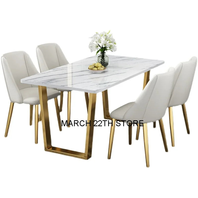 Modern Luxury Dining Table Gold Legs Wood High Cover Waterproof Nordic Dining Table White Outdoor Mesas De Comedor Furniture