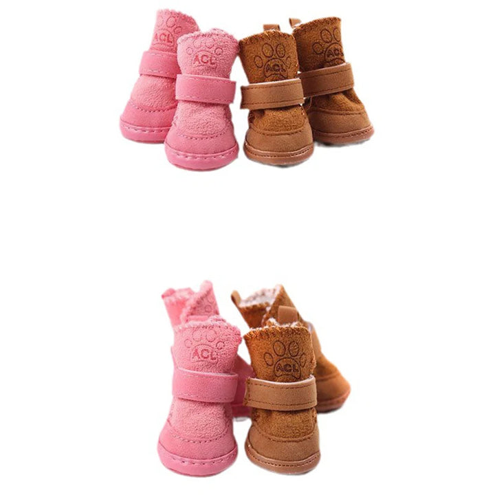 4pcs/set Pet Dog Shoes Winter Warm Shoes for Small Medium Dogs Anti-slip Puppy Rain Snow Boots Cat Dog Walking Sneakers