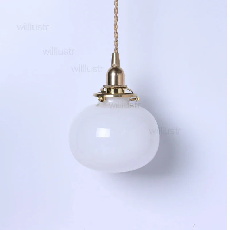 Handmade Mouth Blown Glass Pendant Lamp Brass Clear Green Amber White Glass Suspension Light Pumpkin Hanging Ceiling Chandelier