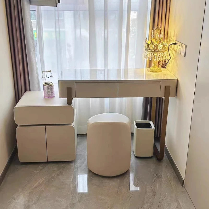 Modern Mirror Vanity Dresser Makeup Luxury Organizer Storage Dressing Table Living Room Women Tocador Maquillaje Furniture