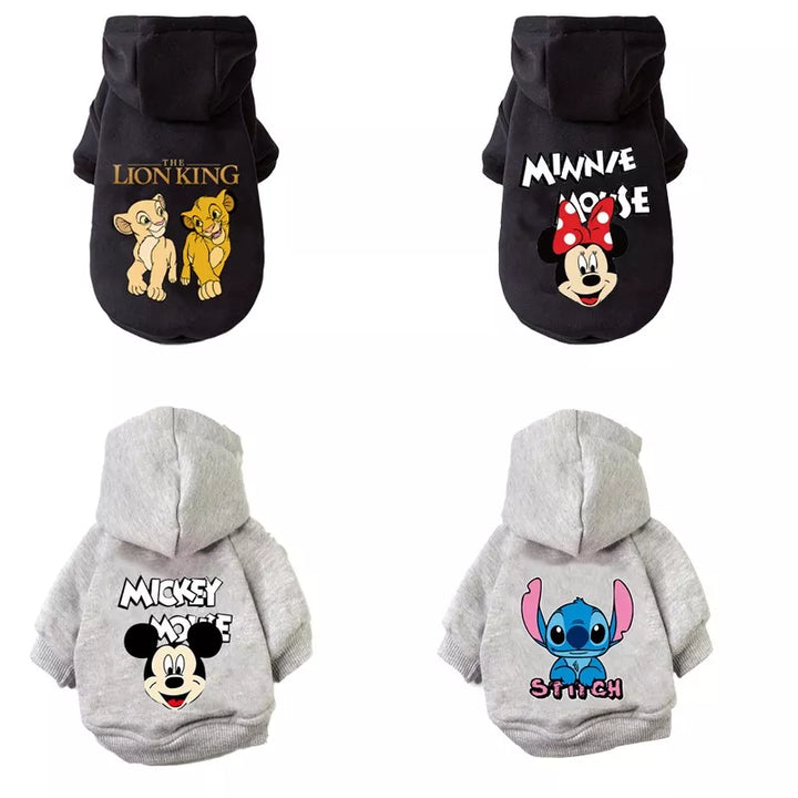 New Disney Anime Pattern Dog Clothes Mickey Minnie Pet Dog Hoodie Small And Medium Dog Vest Outdoor Sweatshirt Bulldog Husky