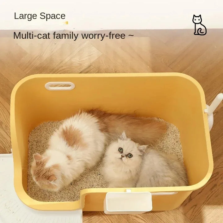 Half-Closed Cat Toilet Anti-splash Extra Large Cat Litter Box W/ Sand Proof Pedal Pet Sandbox Large Bathroom for Cat Accessories