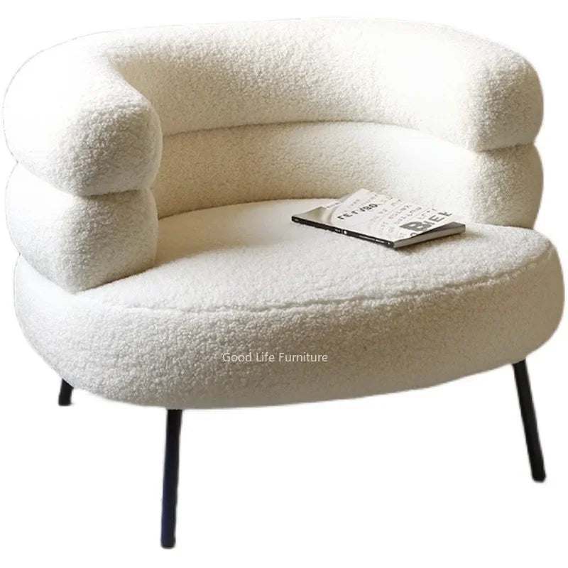 Lamb Fleece Casual Sofa Chair Single Sofa Light Luxury Modern Living Room Lounge Chair Balcony Lazy Sofa  Furniture Nordic