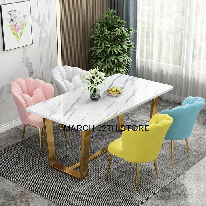 Modern Luxury Dining Table Gold Legs Wood High Cover Waterproof Nordic Dining Table White Outdoor Mesas De Comedor Furniture