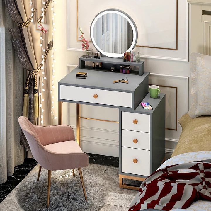 Storage Small White Dresser Bedroom Mobile Drawers Dressing Desk Light Vanity Mirror Coiffeuse De Chambre Bedroom Furnitures