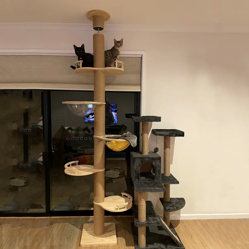 Cat Trees Towers for Large Cats, Tall Sleeping Pad for Cats, Cooling Pad Tower Scrapers, Villa Wooden Cat Scratcher, Gym Pet Pro