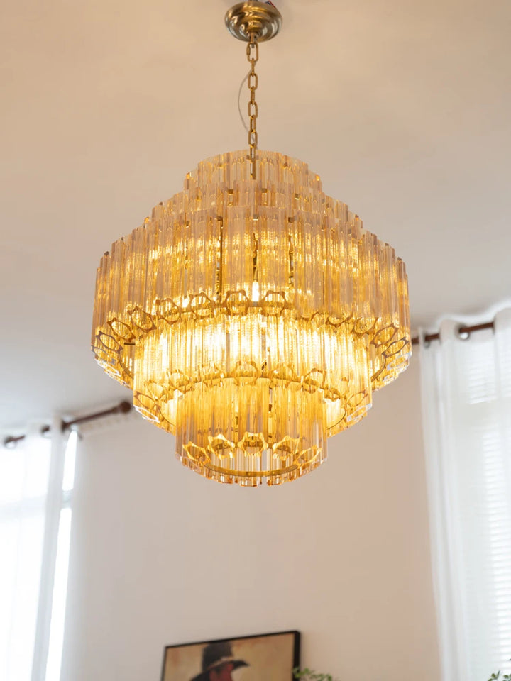 Nordic Luxury Amber Crystal Glass Chandeliers Led Home Decor Lighting Dining Room Ceiling Pendant Lamps