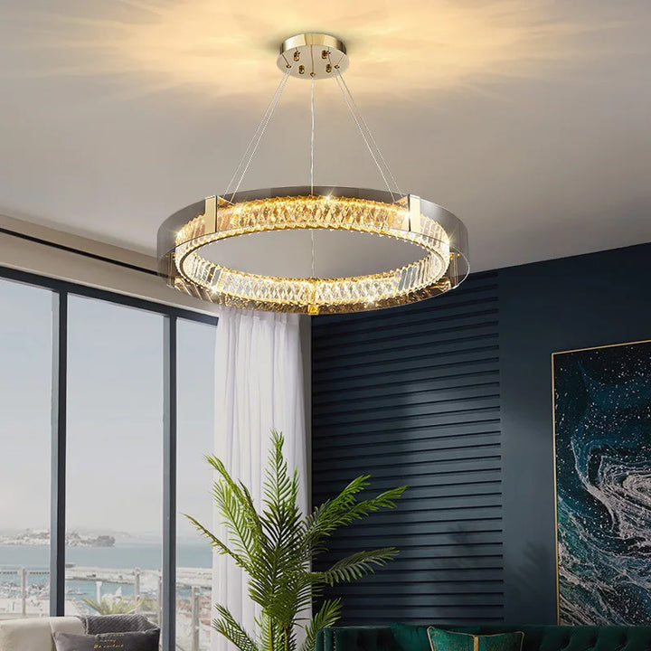 Modern Glass Lampara Led Techo 2024 Home Decor Chandeliers Gold Bedroom Crystal Ceiling Lamp Plafonnier for Living Room