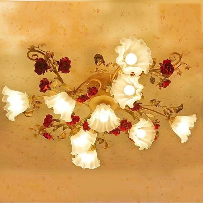 New American Rural Flower Kitchen Princess Girls Bedroom Ceiling Light Sitting Modern Led Light Ceiling Lamp For Living Room