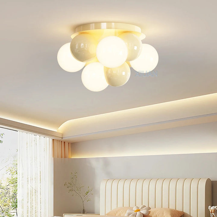 Nordic Round Ball Chandelier Light Bubble Bedroom Ceiling Lamps LED E27 Living Room Dining Room Chandeliers for Children's Room