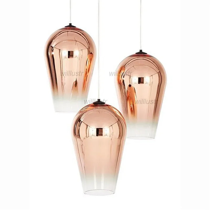 Big Bell Glass Pendant Lamp Gradient Chrome Gold Suspension Light Hotel Bar Cafe Nursery Mall Copper Hanging Ceiling Chandelier