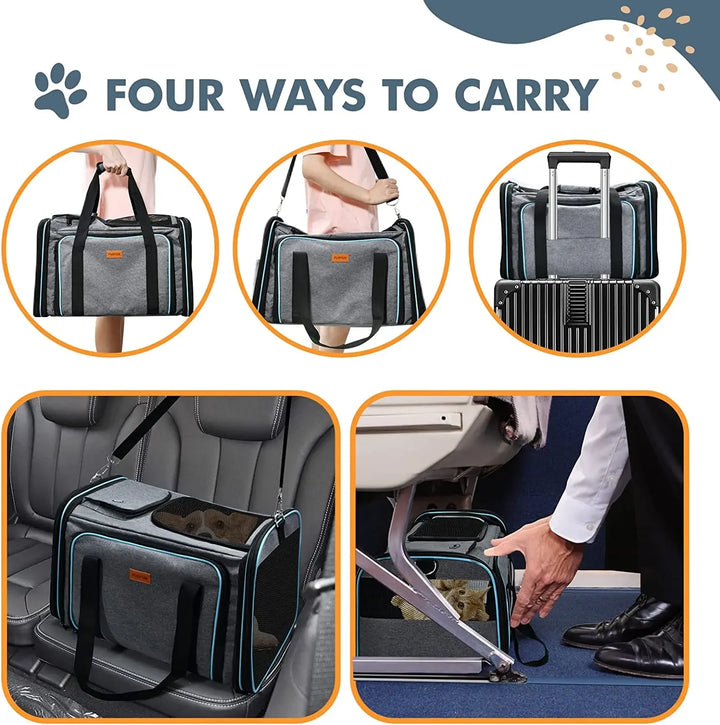 Pet Carriers Bag Expandable Large Space Pet Bag Outdoor Travel Portable Car Handbag Dog Poop Bag Storage for Small Dogs Cats