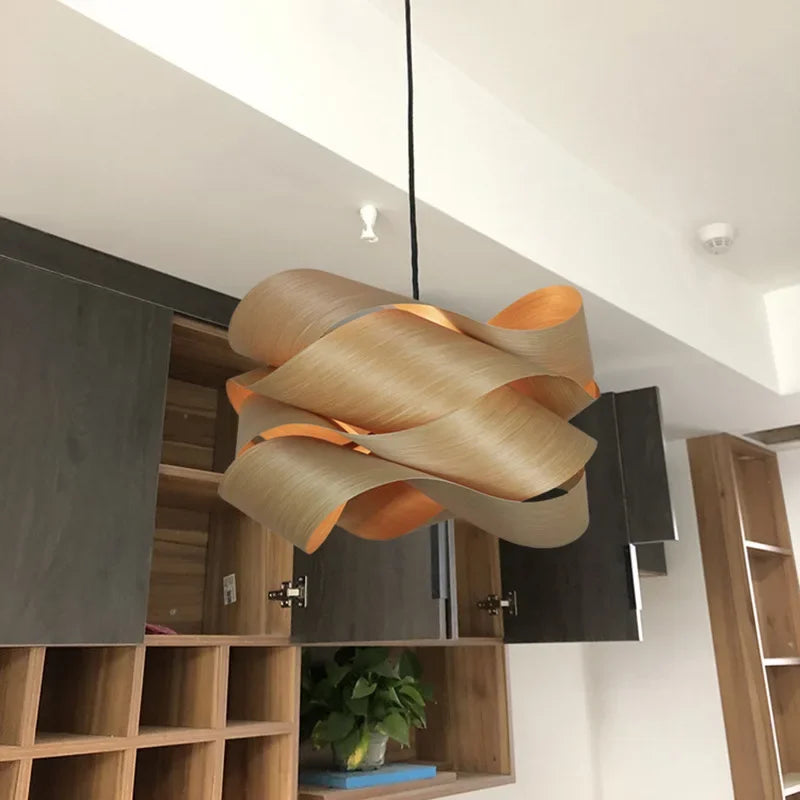 Southeast Asian Style Art Decor Wood Pendant Lights Restaurant Kitchen Dining Room Bar Hanging Chandeliers Pendant Lamps Suspen