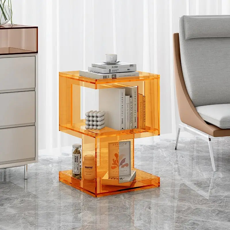 Acrylic Sofa Edge Table Modern Living Room Coffee Table Creative Transparent Bedroom Bedside Table Small Unit Furniture