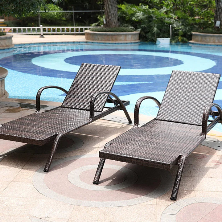 Rattan Recliner Beach Chair Sun Loungers Swimming Outside Pool Beach Chair Armrest Adults Free Shipping Silla Playa Furniture