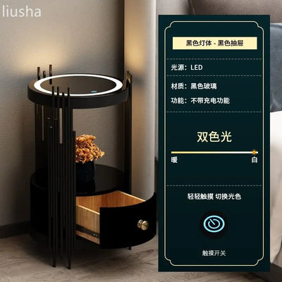 Nordic bedroom bedside table minimalist living room sofa side storage coffee table integrated table lamp floor lamp light luxury