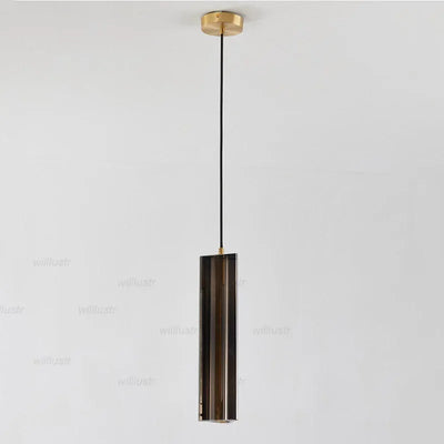 Creative Triangular Prism Pendant Lamp Crystal Suspension Light Luxury Hotel Bar Cafe Bedside Copper Hanging Ceiling Chandelier