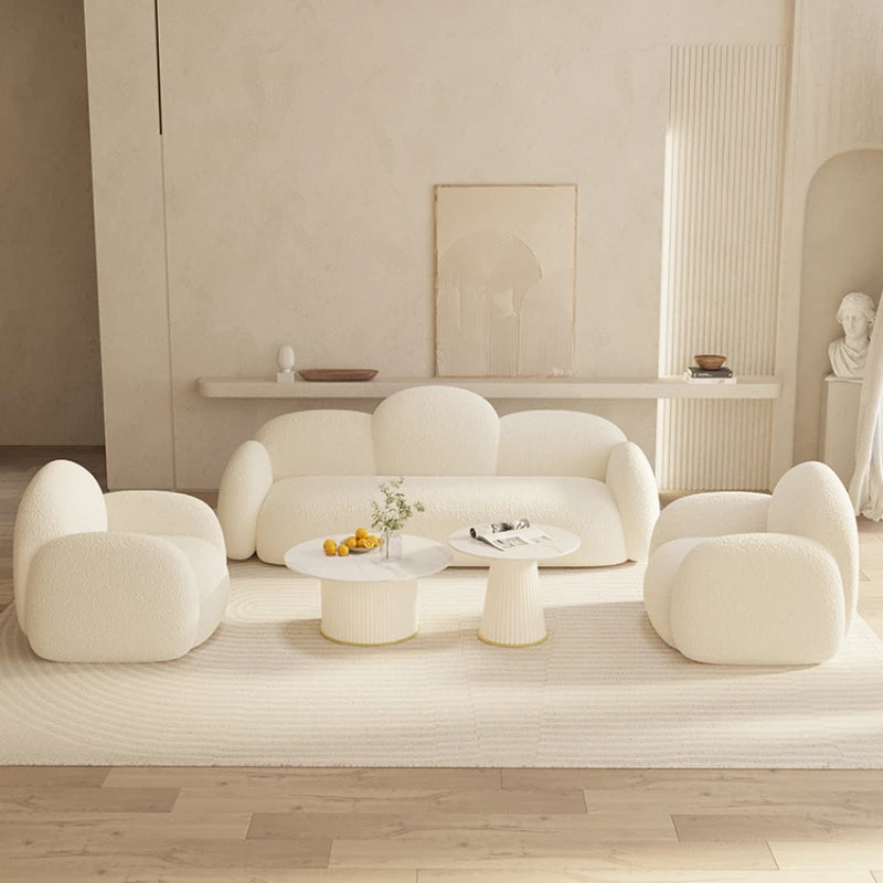 Cream Style Fabric Sofa Beauty Salon Reception Simple Modern Living Room Small Unit Sofa Combination Clothing Store Sofa