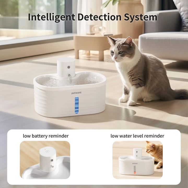 Petwant Custom 2.5L Cordless Cat Drinking Fountain Infrared Sensor 3 Flow Modes Automatic Pet Water Dispenser