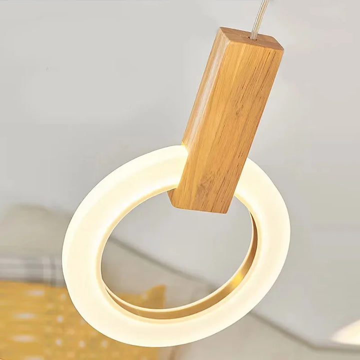 LED Modern Chandelier Stairs Ceiling Lights for Living Room Wooden Lighting Fixtures Hanging Lights Dining Pendant Lamps