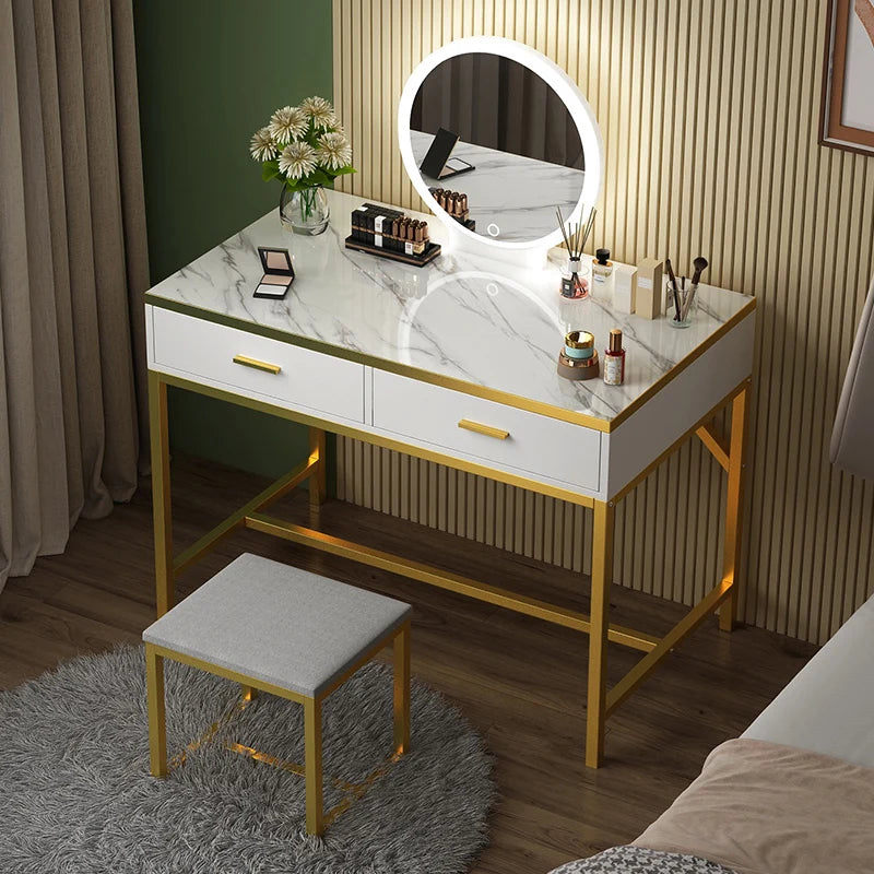 Organizer Chair Dressing Table Makeup Container Luxury Nordic Dressing Table Led Lights Toiletries Coiffeuse Bedroom Furniture