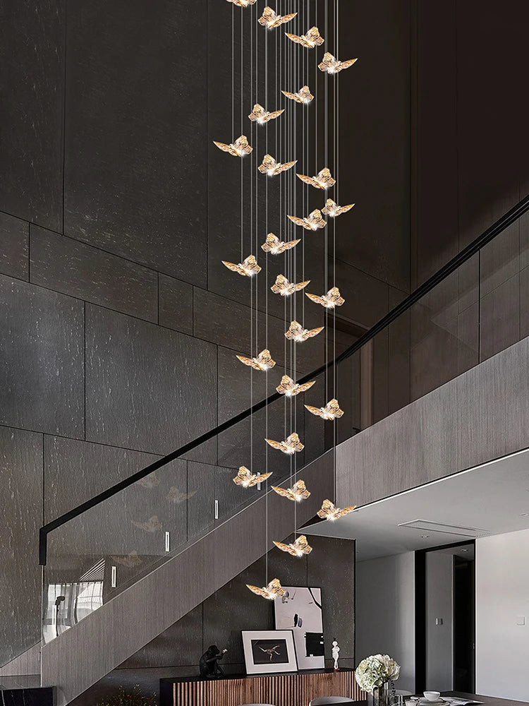 Staircase Butterfly Hanging Lamps Lighting for the Living room will Ceiling Stairs Loft Light Modern Pendant Lamp and Chandelier
