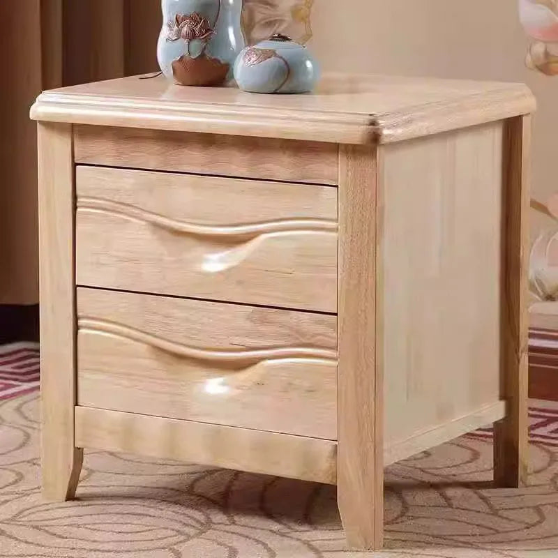 Trendy Wood Storage Bedside Table with Drawers