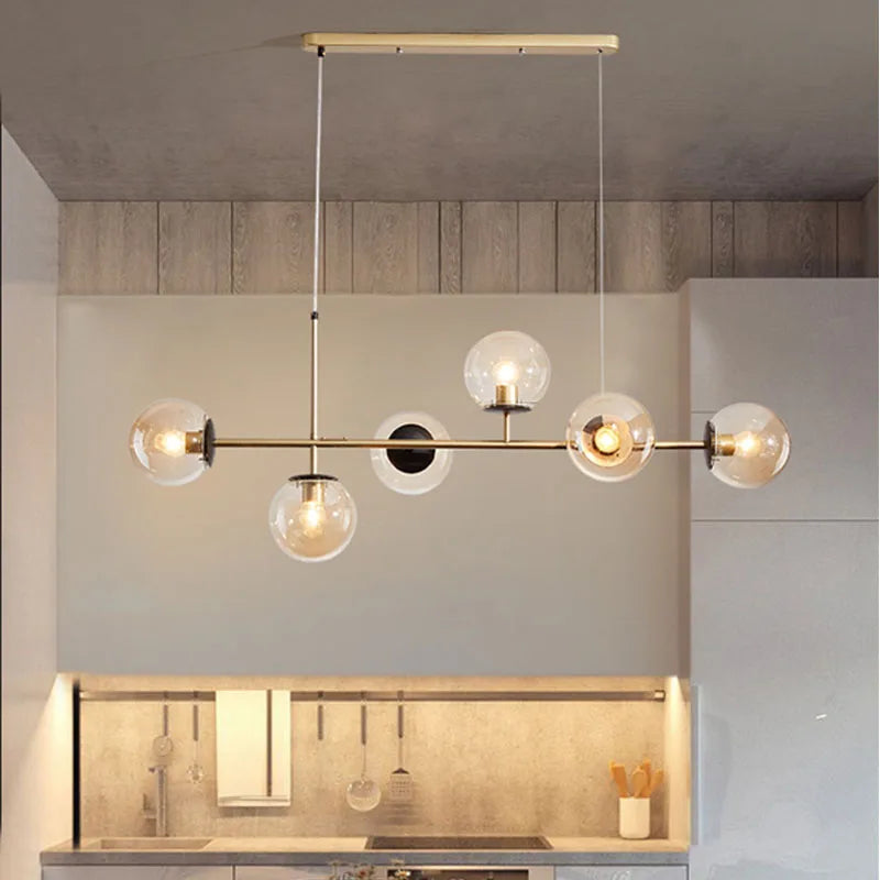 Nordic LED Pendant Lights Modern Hanglamp Glass Ball Light for Living Room Suspension Chandelier Smoke Gold Hanging Lamp Decor